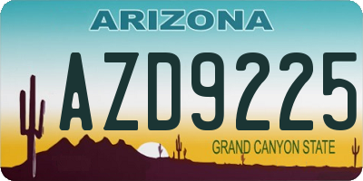 AZ license plate AZD9225