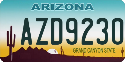 AZ license plate AZD9230