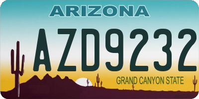 AZ license plate AZD9232