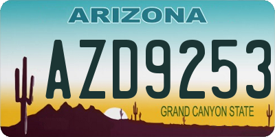 AZ license plate AZD9253