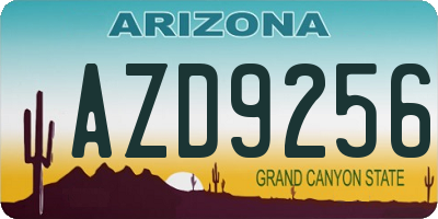 AZ license plate AZD9256