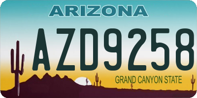 AZ license plate AZD9258