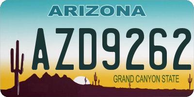 AZ license plate AZD9262