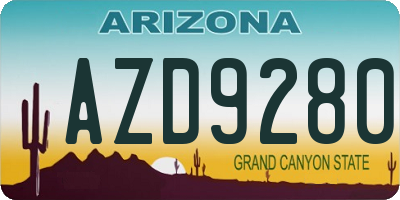 AZ license plate AZD9280