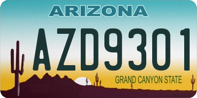 AZ license plate AZD9301