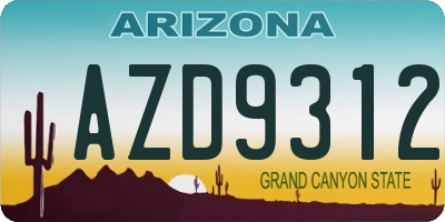 AZ license plate AZD9312