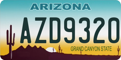 AZ license plate AZD9320