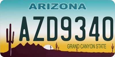 AZ license plate AZD9340