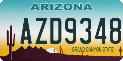 AZ license plate AZD9348