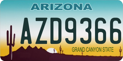 AZ license plate AZD9366
