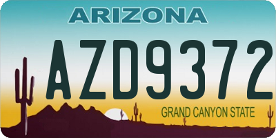 AZ license plate AZD9372