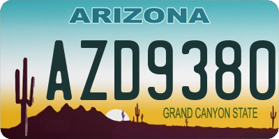 AZ license plate AZD9380