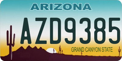 AZ license plate AZD9385