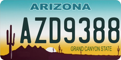 AZ license plate AZD9388