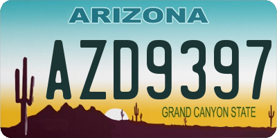 AZ license plate AZD9397