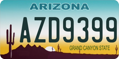 AZ license plate AZD9399