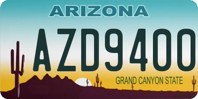 AZ license plate AZD9400