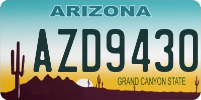AZ license plate AZD9430