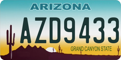 AZ license plate AZD9433