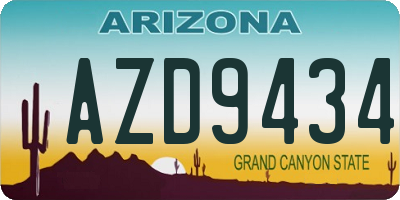 AZ license plate AZD9434