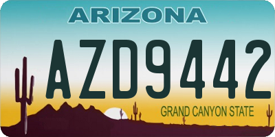 AZ license plate AZD9442