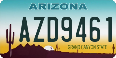 AZ license plate AZD9461