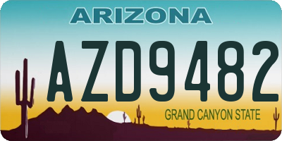 AZ license plate AZD9482