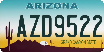AZ license plate AZD9522