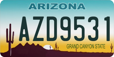 AZ license plate AZD9531