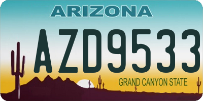 AZ license plate AZD9533