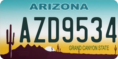 AZ license plate AZD9534