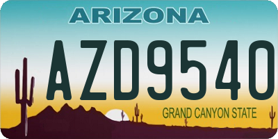 AZ license plate AZD9540