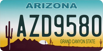 AZ license plate AZD9580