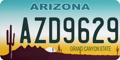 AZ license plate AZD9629