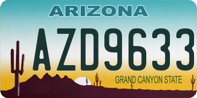 AZ license plate AZD9633