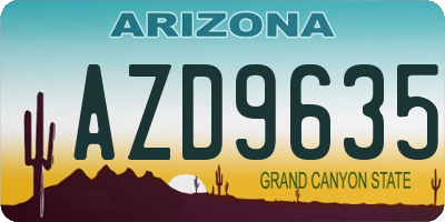 AZ license plate AZD9635