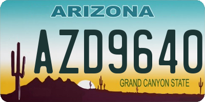 AZ license plate AZD9640
