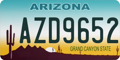 AZ license plate AZD9652
