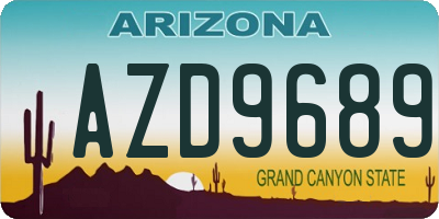 AZ license plate AZD9689