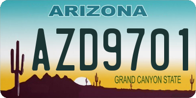 AZ license plate AZD9701