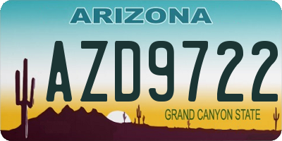AZ license plate AZD9722