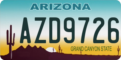 AZ license plate AZD9726