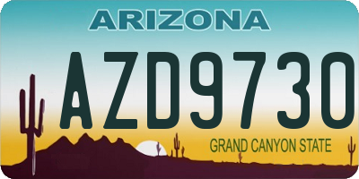AZ license plate AZD9730