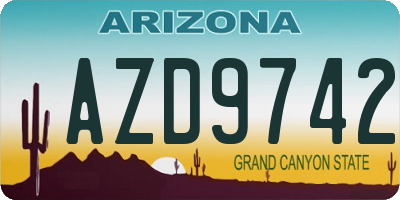 AZ license plate AZD9742