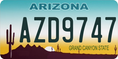 AZ license plate AZD9747