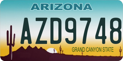 AZ license plate AZD9748