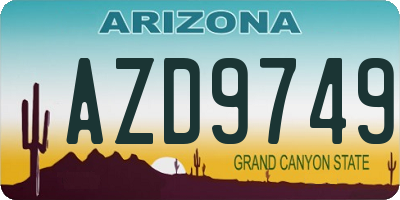 AZ license plate AZD9749