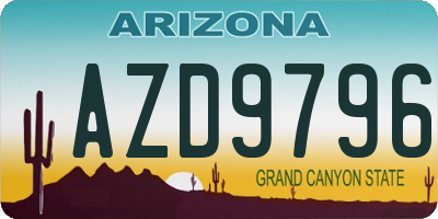 AZ license plate AZD9796