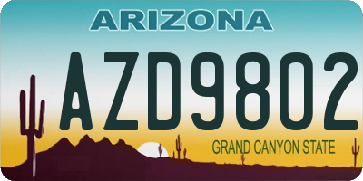 AZ license plate AZD9802