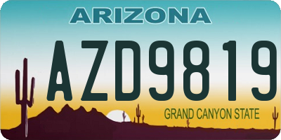 AZ license plate AZD9819